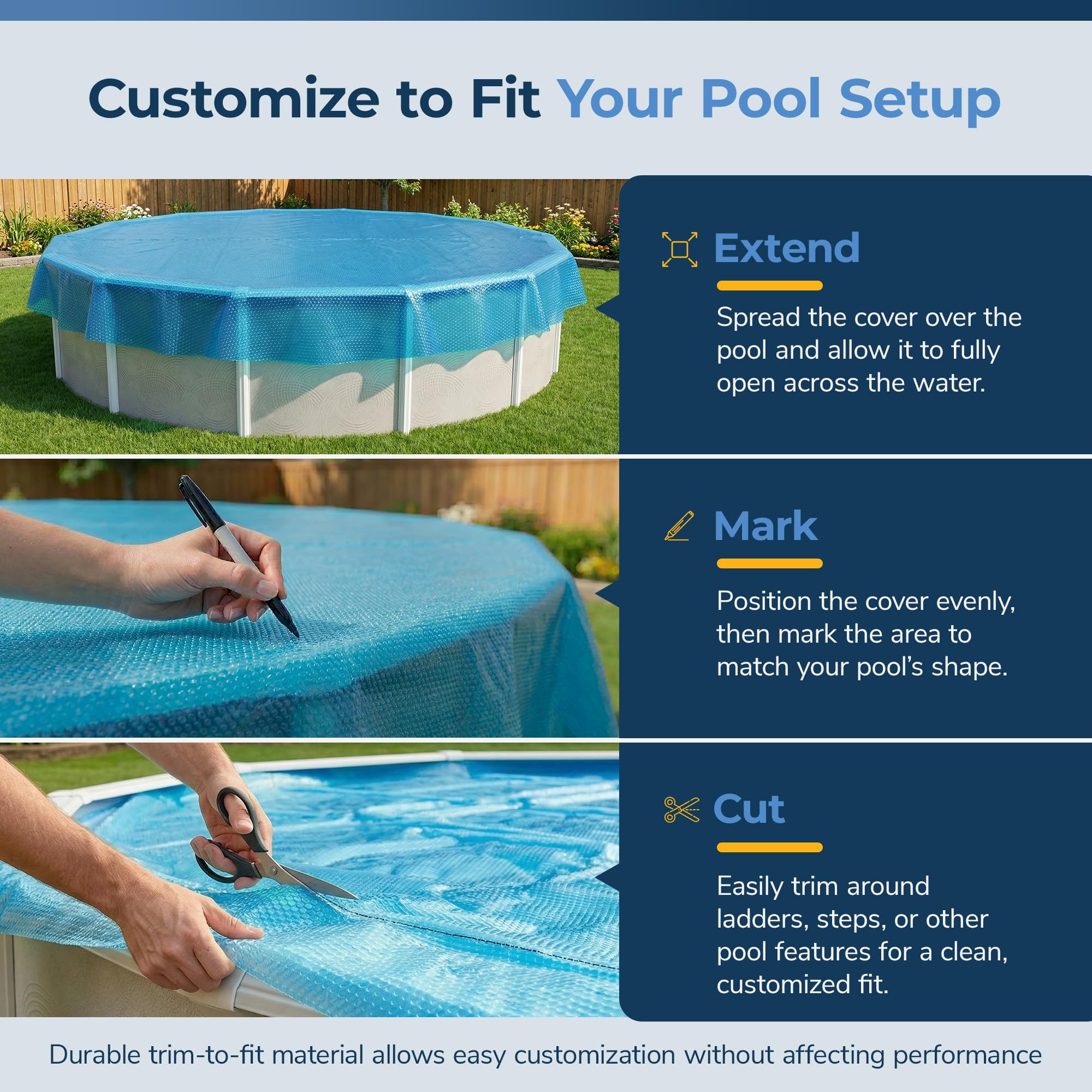 Close-up of Blue Wave 8-mil solar pool cover