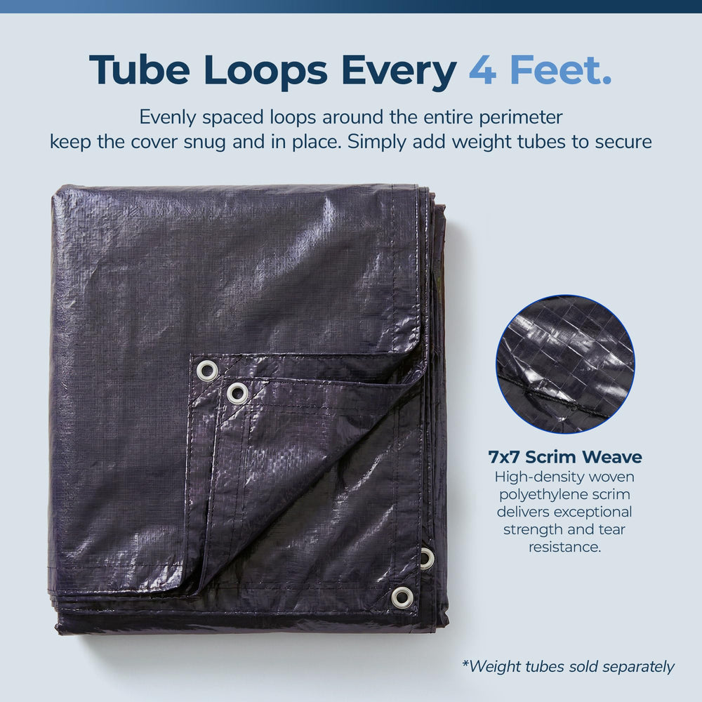 Close-up of Blue Wave pool cover's black underside
