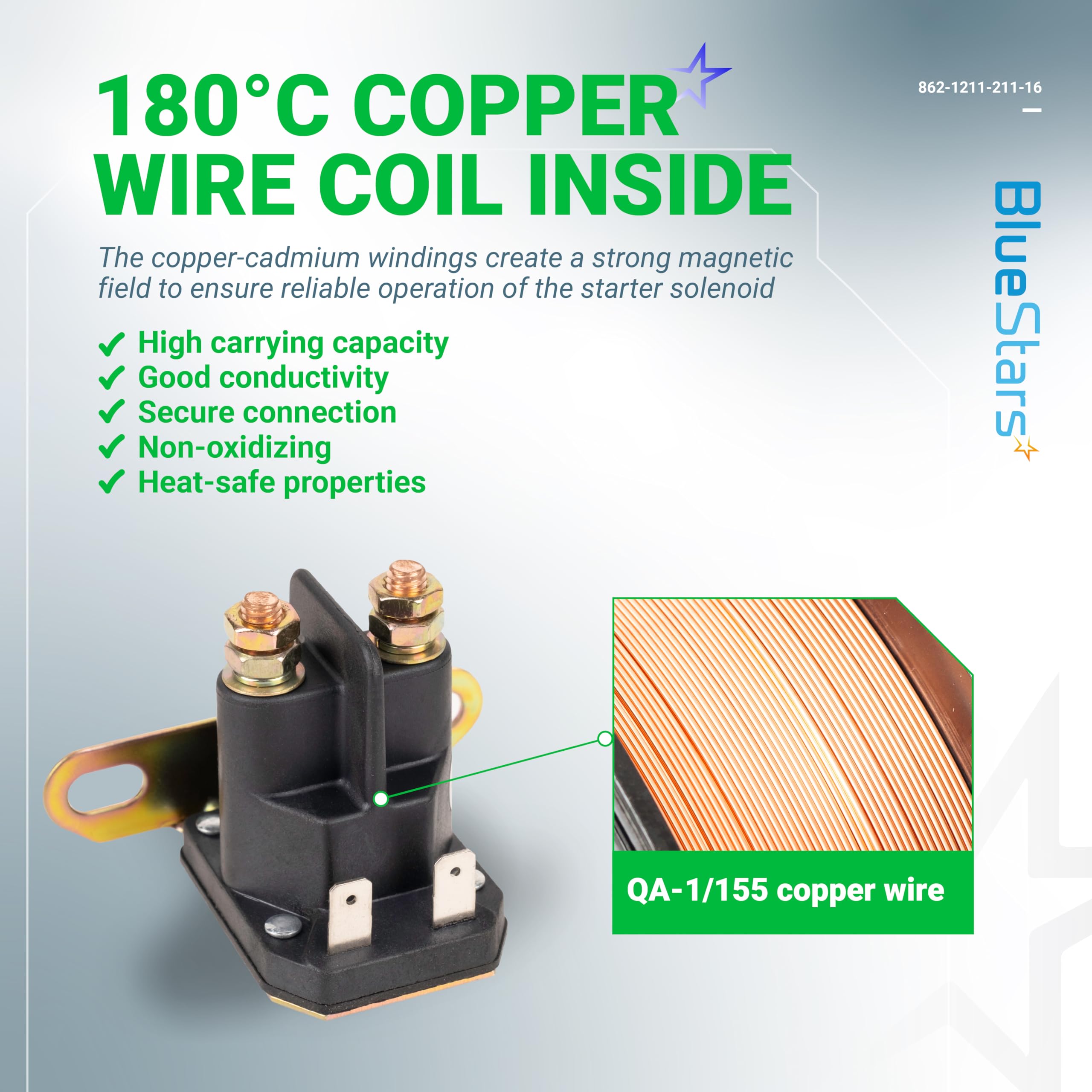 Close-up of BlueStars Starter Solenoid Relay copper windings