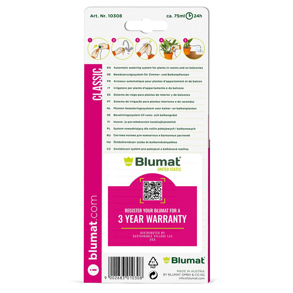 Close-up of Blumat watering stake ceramic cone