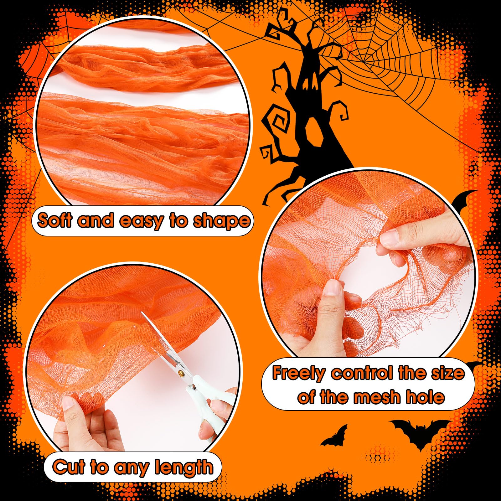 Close-up of Boao Halloween Orange Cheesecloth texture