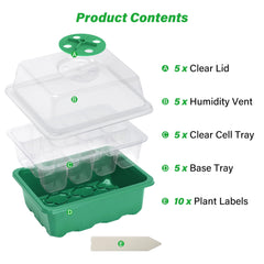 Close-up of Bonviee seed starter tray showing 12-cell design
