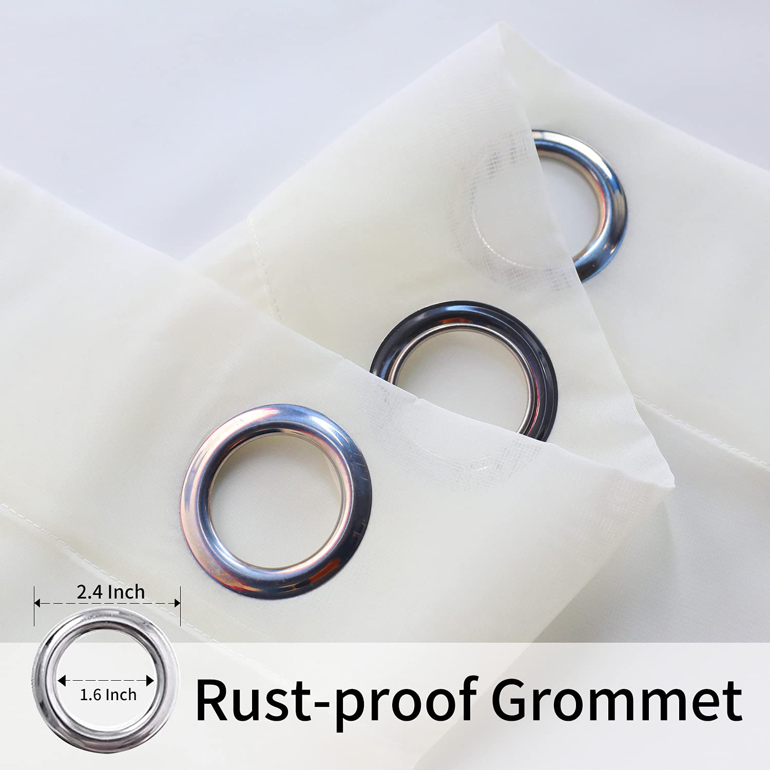 Close-up of BONZER sheer curtains grommet detail