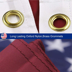 Close-up of Boonipet American flag's embroidered stars