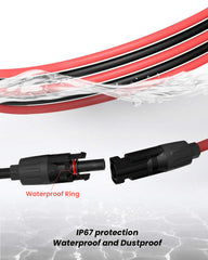 Close-up of BougeRV 10AWG copper solar cable connectors