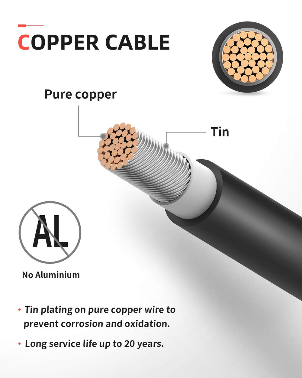 Close-up of BougeRV 10AWG Solar Extension Cable connectors