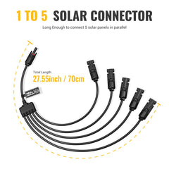 Close-up of BougeRV Solar Y Connectors with built-in lock feature