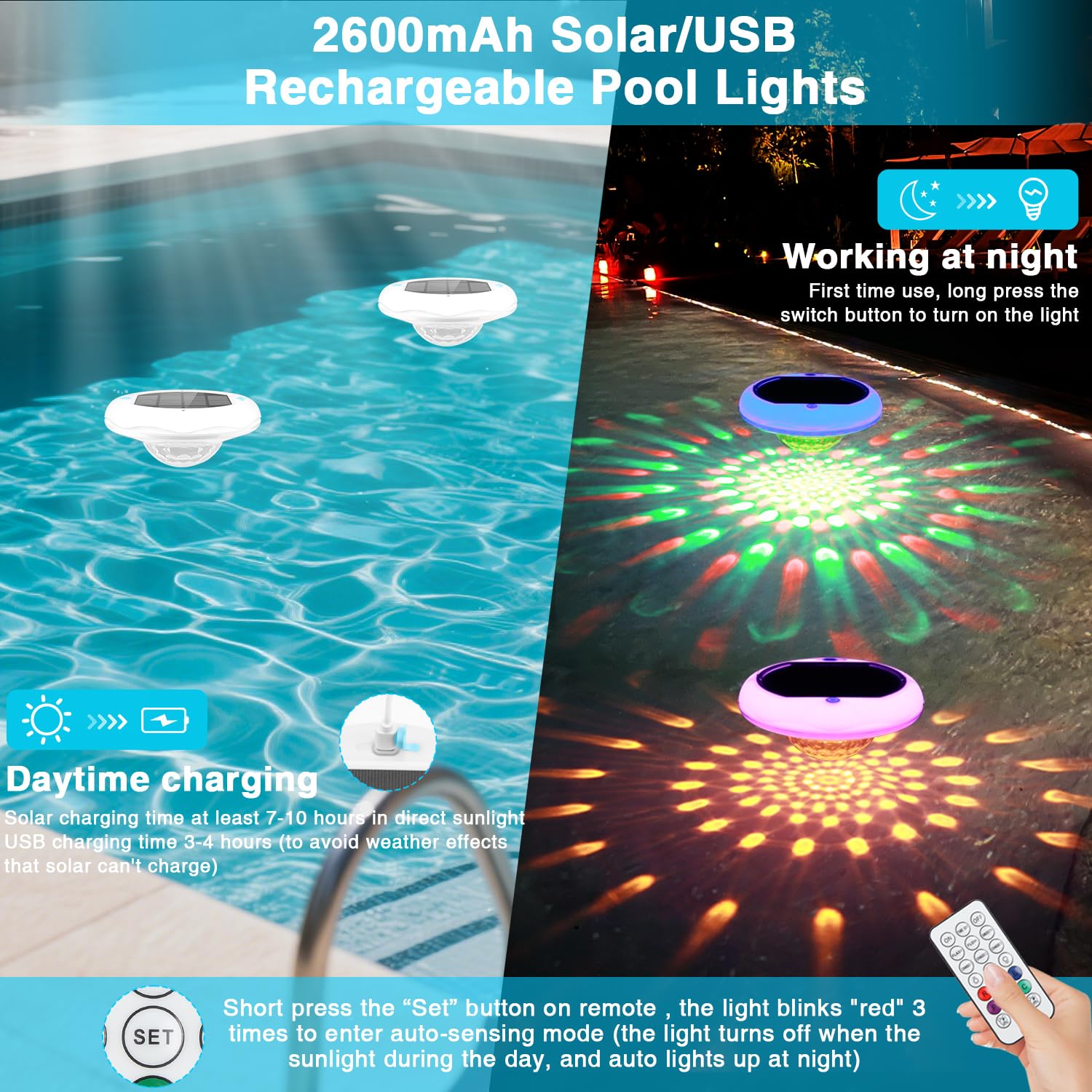 Close-up of BOXPSII Floating Pool Light top view