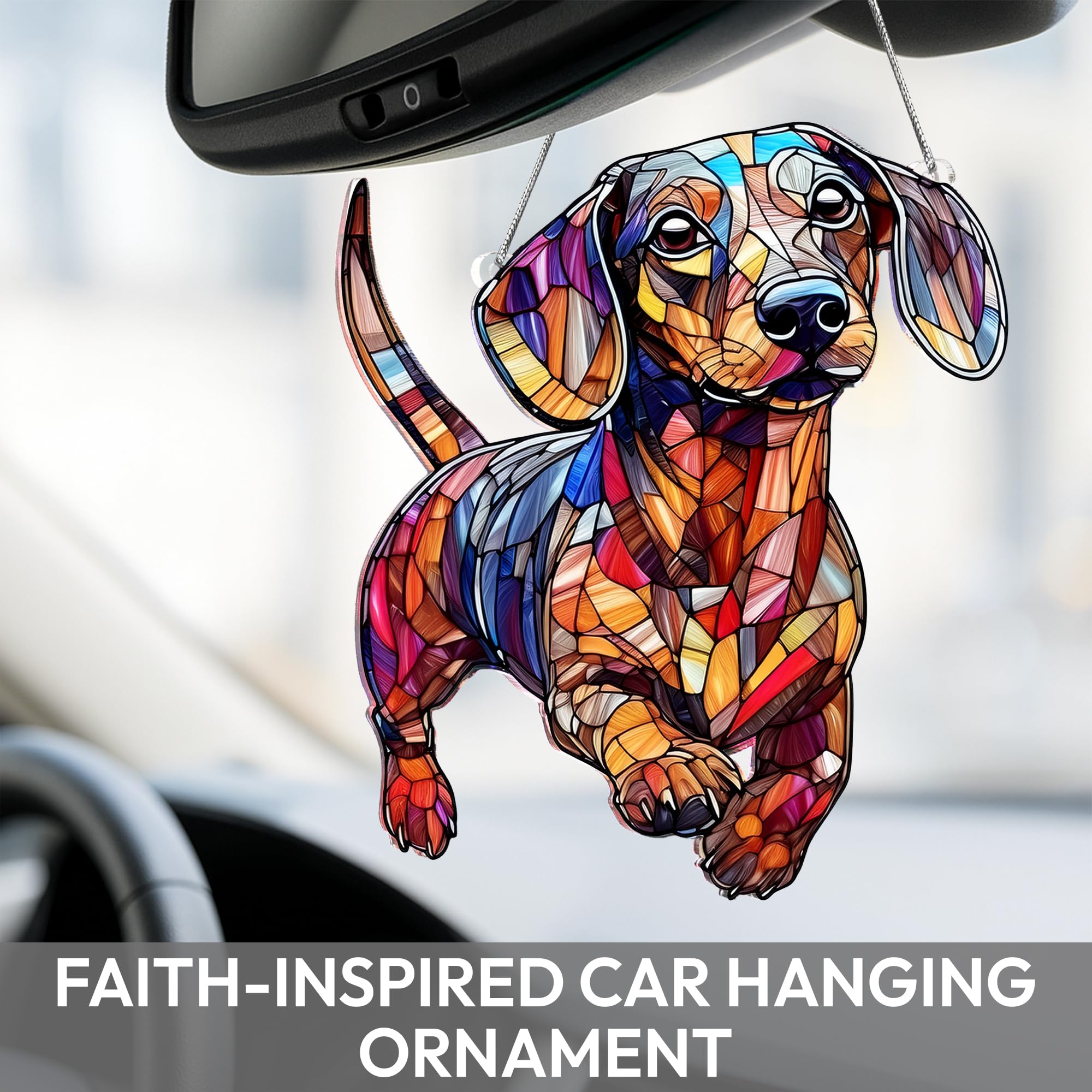 Close-up of BOYESE Dachshund Suncatcher details