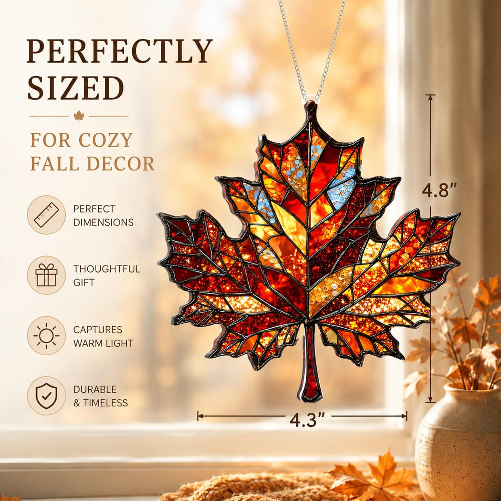 Close-up of BOYESE Maple Leaf Suncatcher showing intricate design