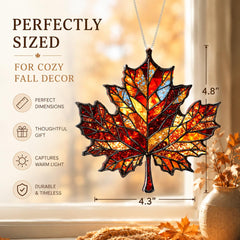 Close-up of BOYESE Maple Leaf Suncatcher showing intricate design