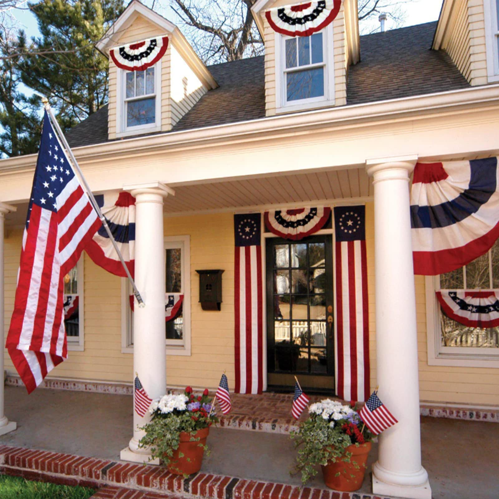 Close-up of brass grommets on the USA Flag bunting