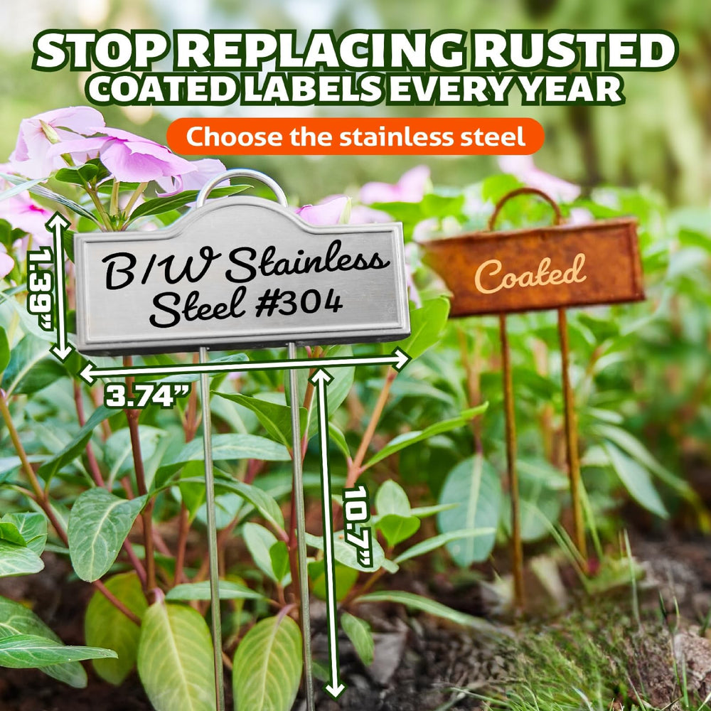 Close-up of Bravex plant labels showing writing surface