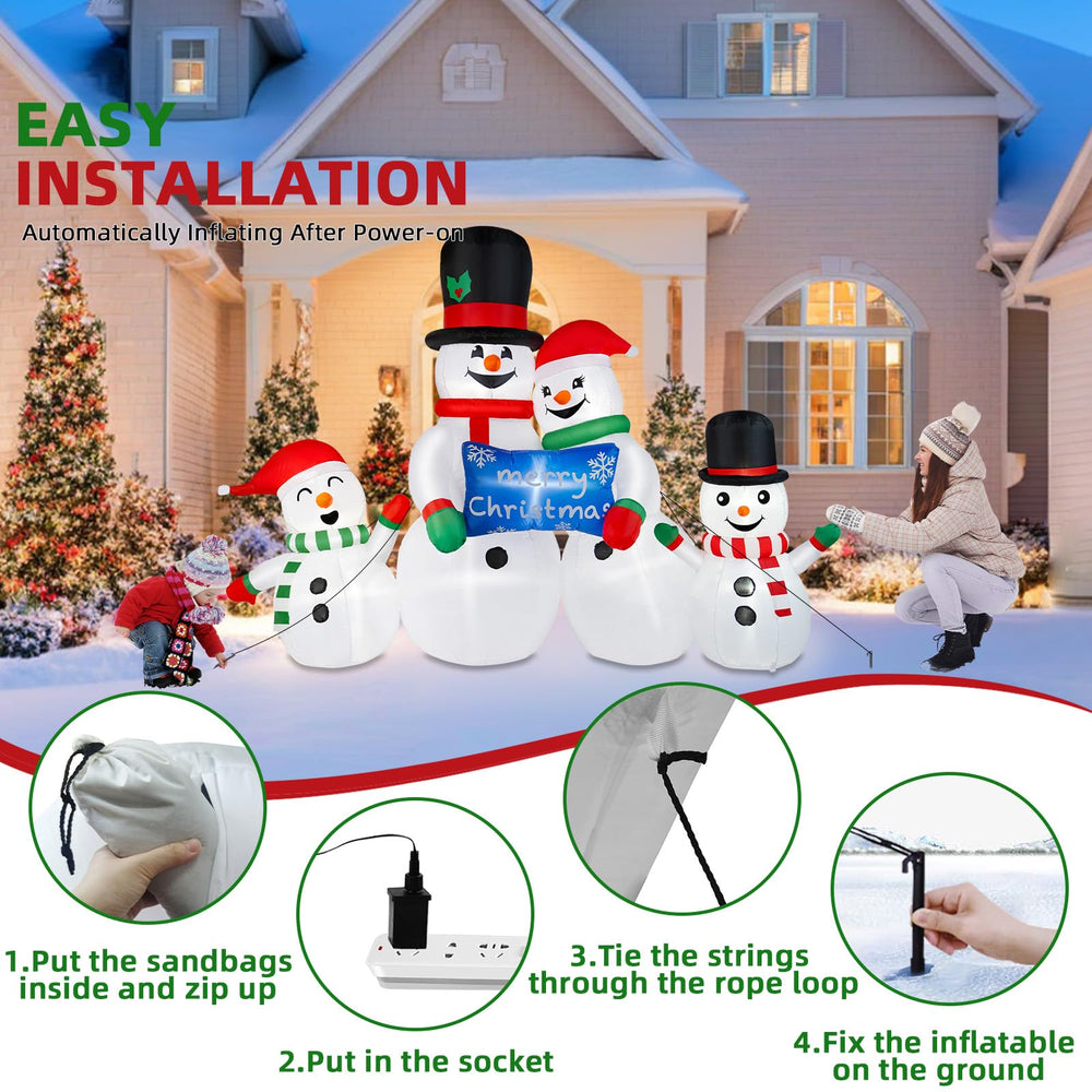 Close-up of BRDJade inflatable snowman's LED lights