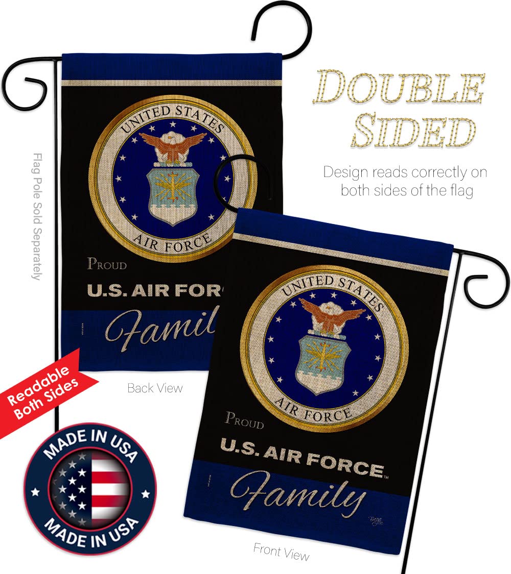 Close-up of Breeze Decor Air Force garden flag double-sided design