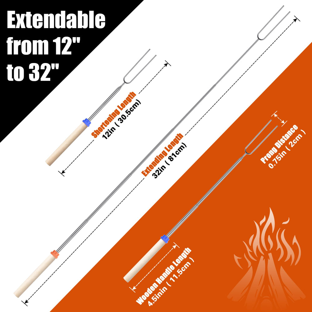 Close-up of BRIOUT roasting stick with multicoloured handle