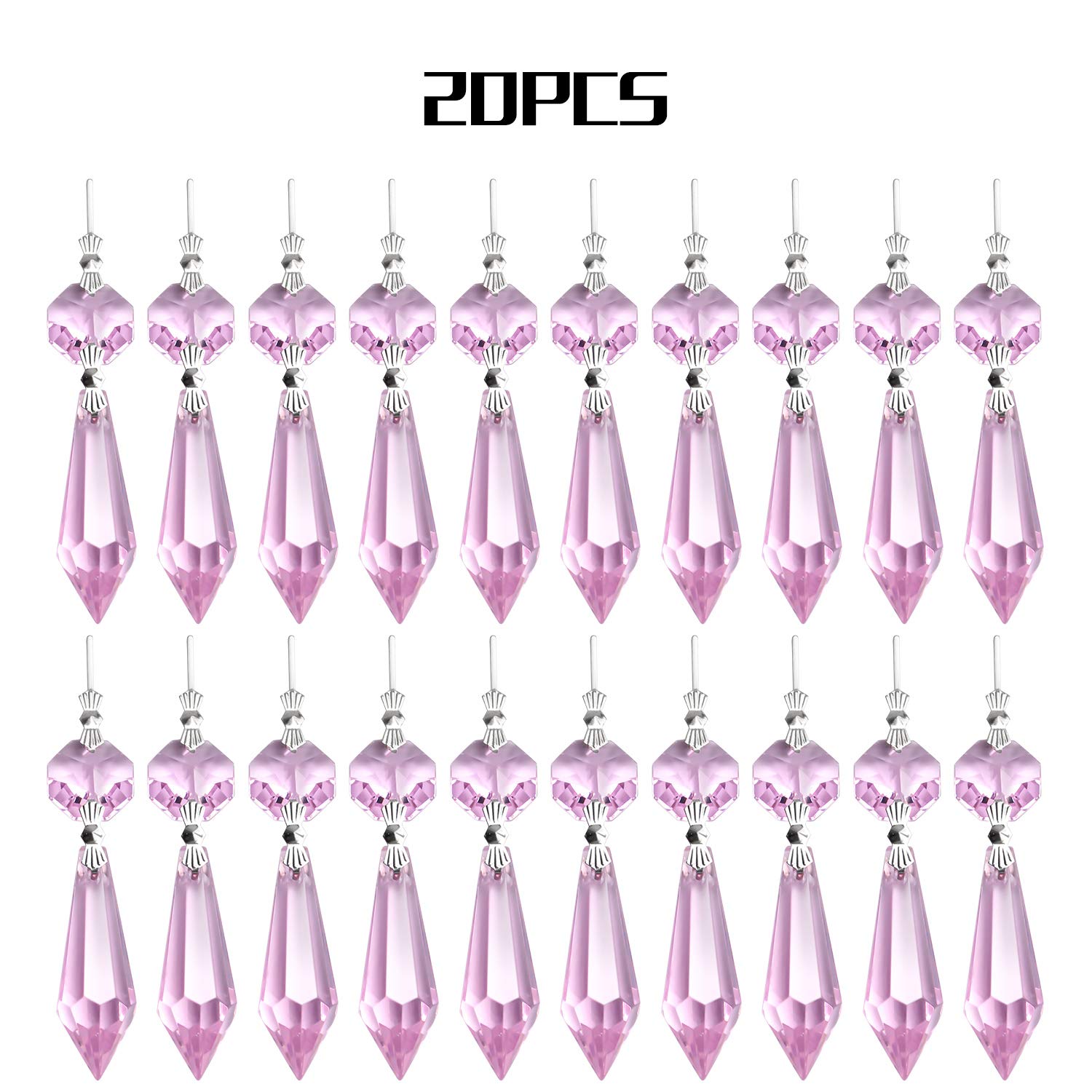 Close-up of BronaGrand pink chandelier crystals
