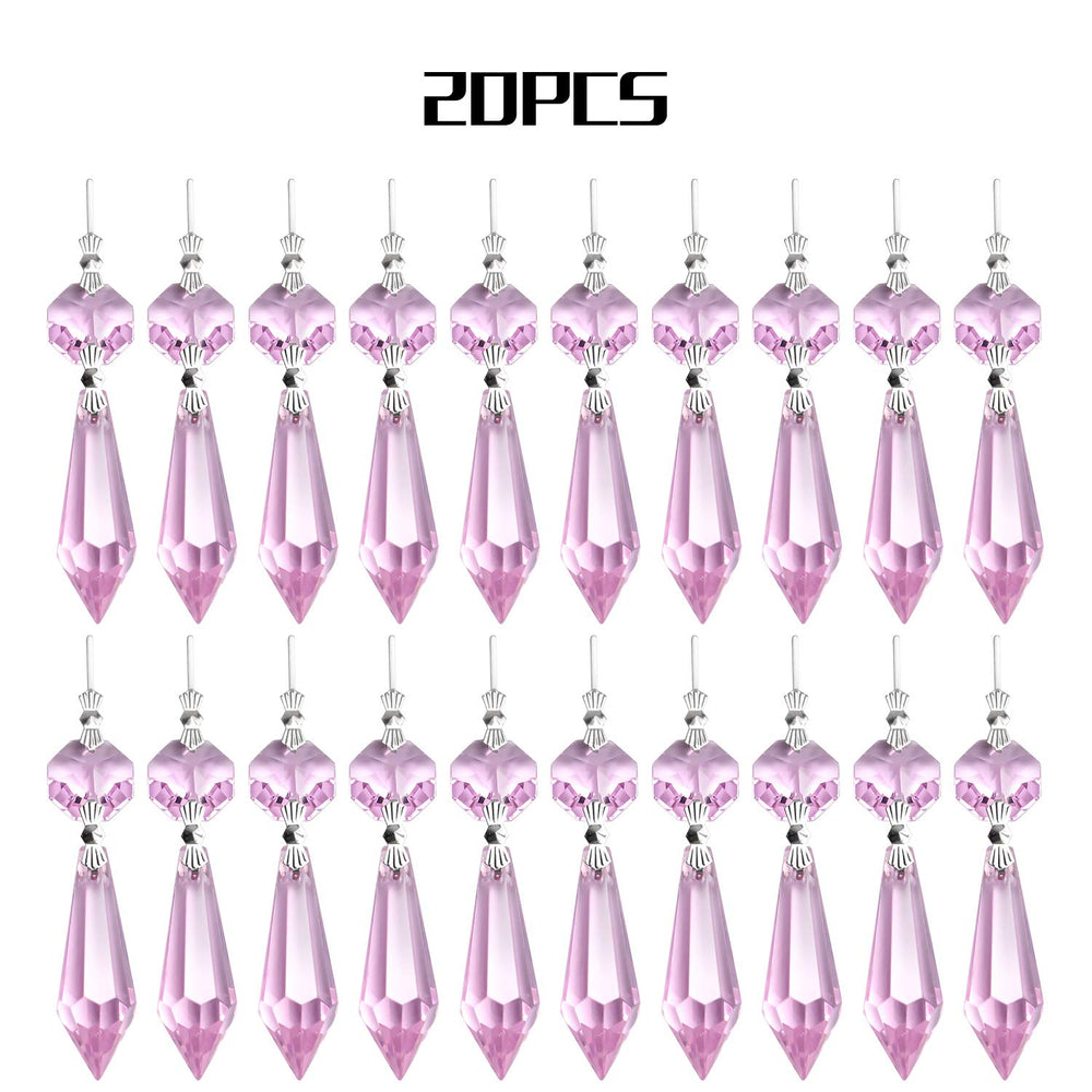 Close-up of BronaGrand pink chandelier crystals