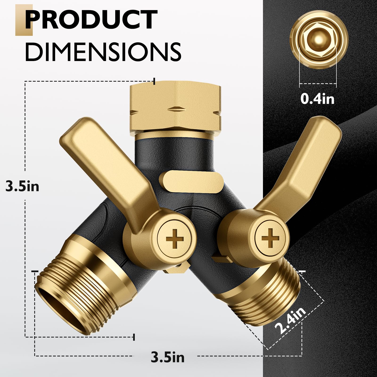 Close-up of BRONWIDE Garden Hose Splitter metal construction