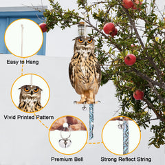 Close-up of brown owl scare device showing detailed design