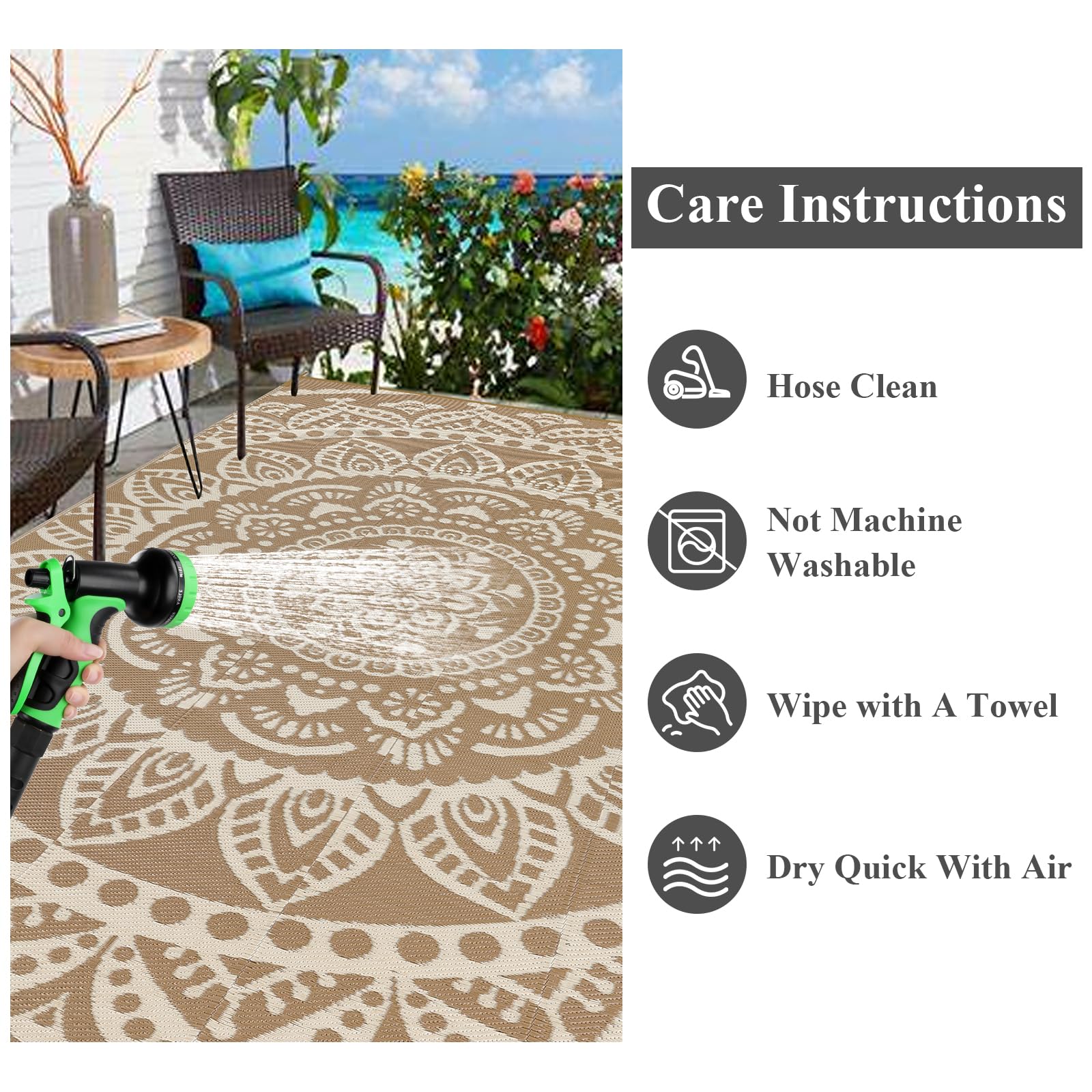Close-up of Bsmathom outdoor rug texture