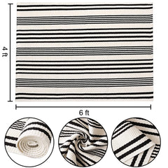 Close-up of BUAGETUP Black and White Rug fabric texture
