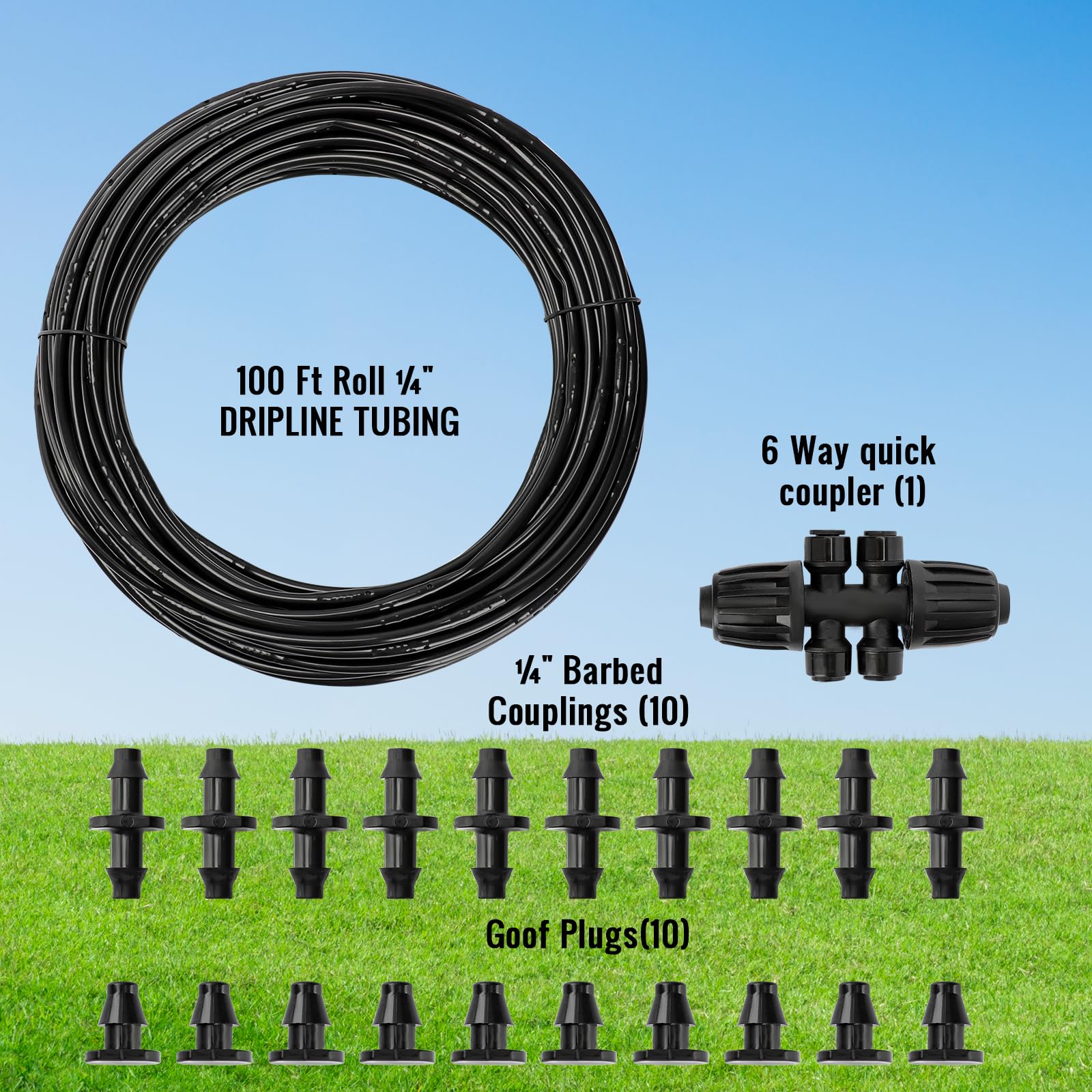 Close-up of built-in emitters on MIXC irrigation tubing