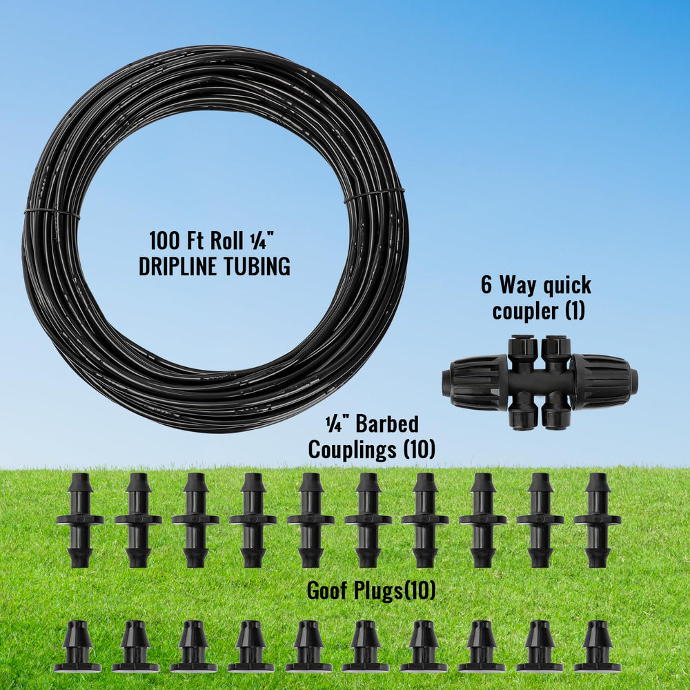 Close-up of built-in emitters on MIXC irrigation tubing
