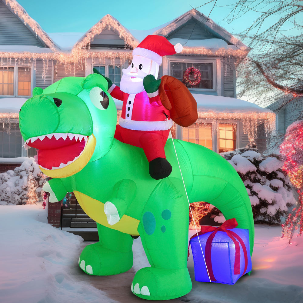 Close-up of built-in LED lights on inflatable dinosaur