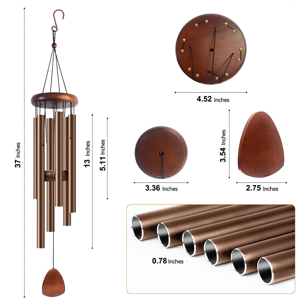 Close-up of Bursvik aluminum wind chimes tubes and wooden striker