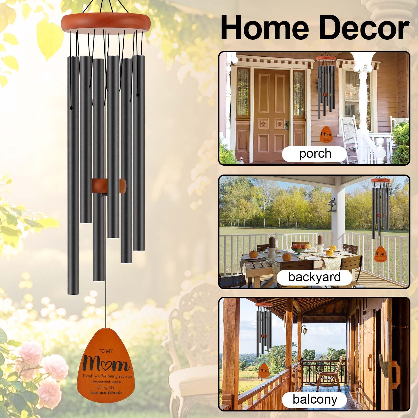 Close-up of butterfly design on Oprever Wind Chimes