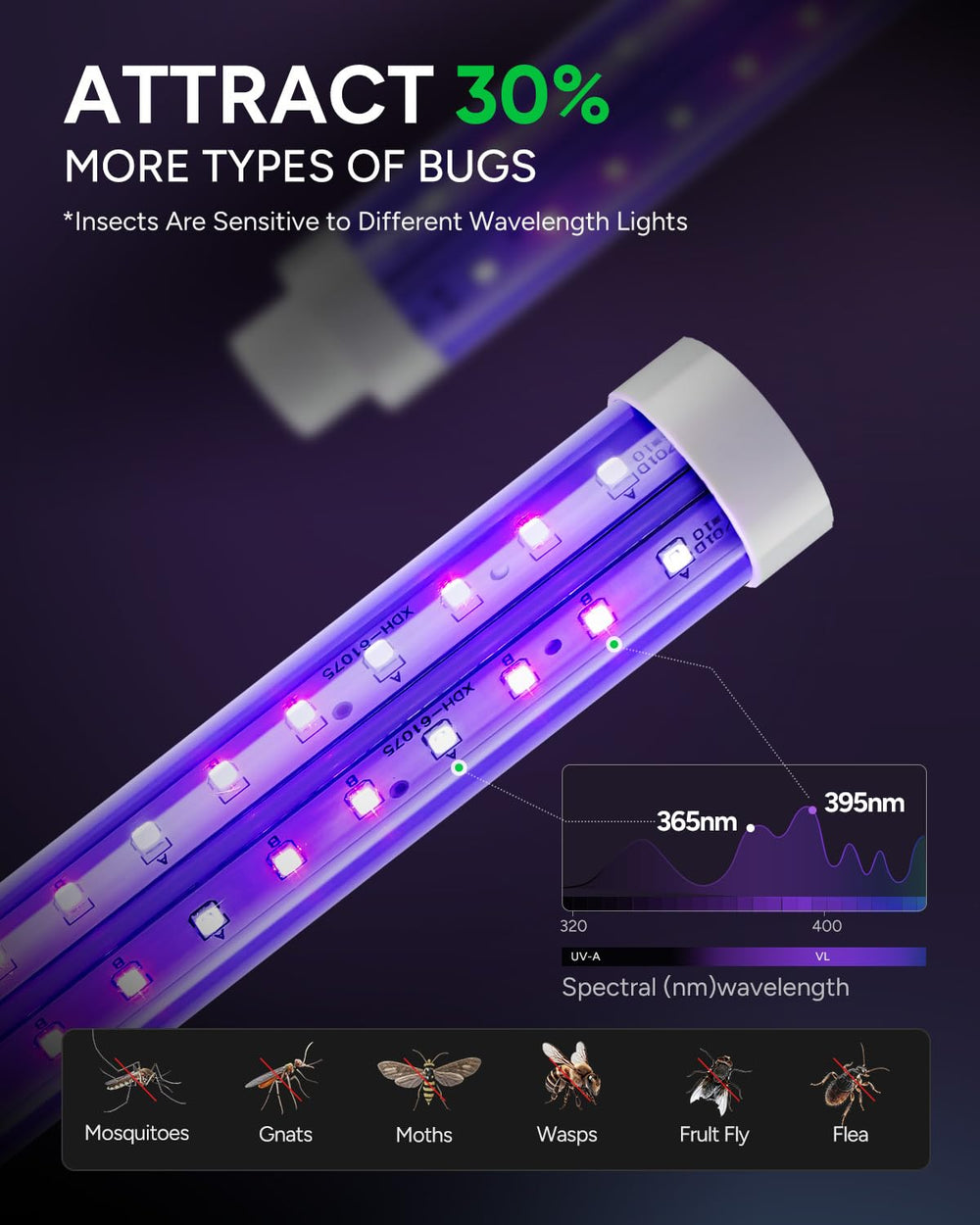 Close-up of Buzbug Bug Zapper showing dual-color LED lights