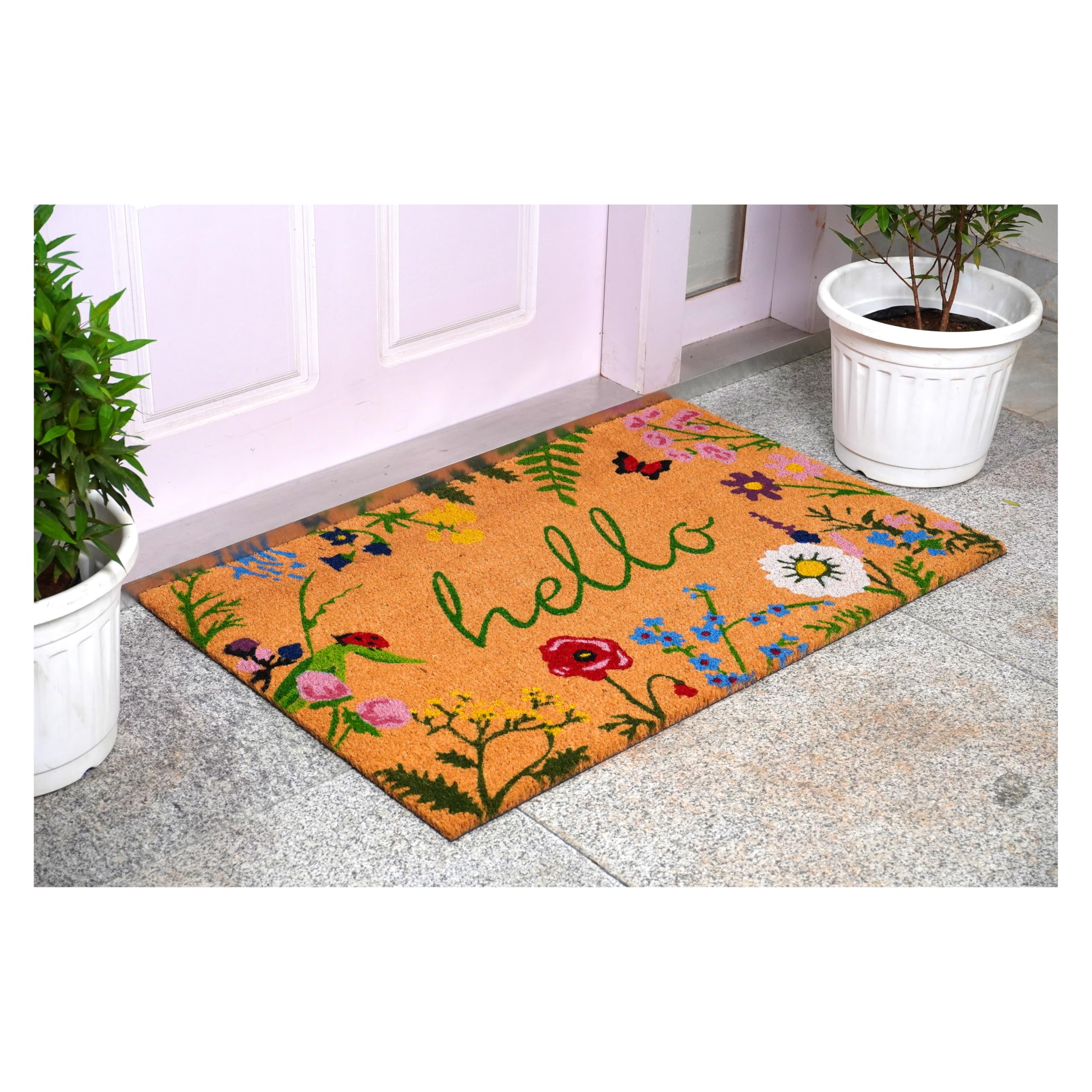 Close-up of Calloway Mills Floral Hello Doormat texture