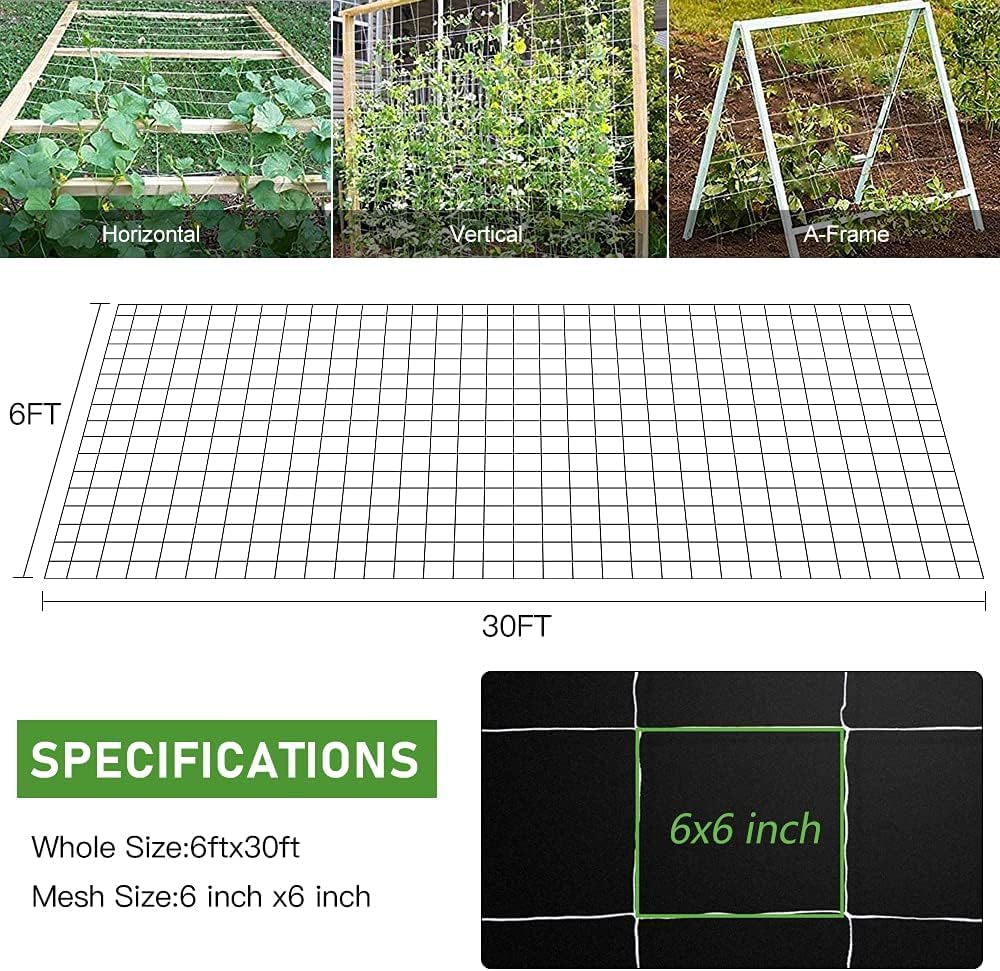 Close-up of CANAGROW trellis netting with square mesh design
