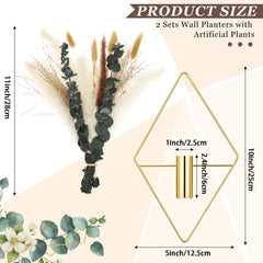 Close-up of Canlierr rhombus hanging planter with eucalyptus