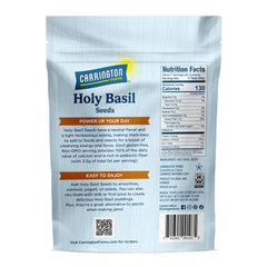 Close-up of Carrington Farms Holy Basil Seeds packaging