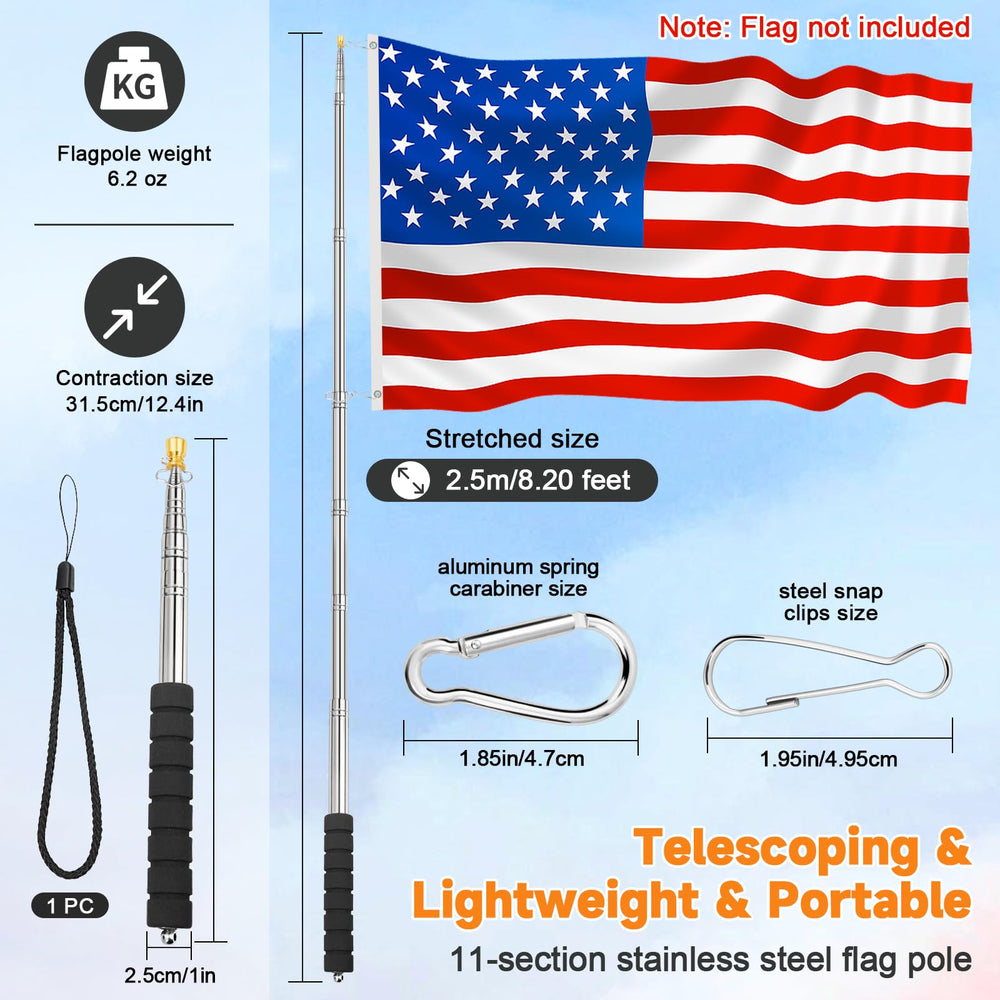 Close-up of CATMOOW flag pole clips and lanyard