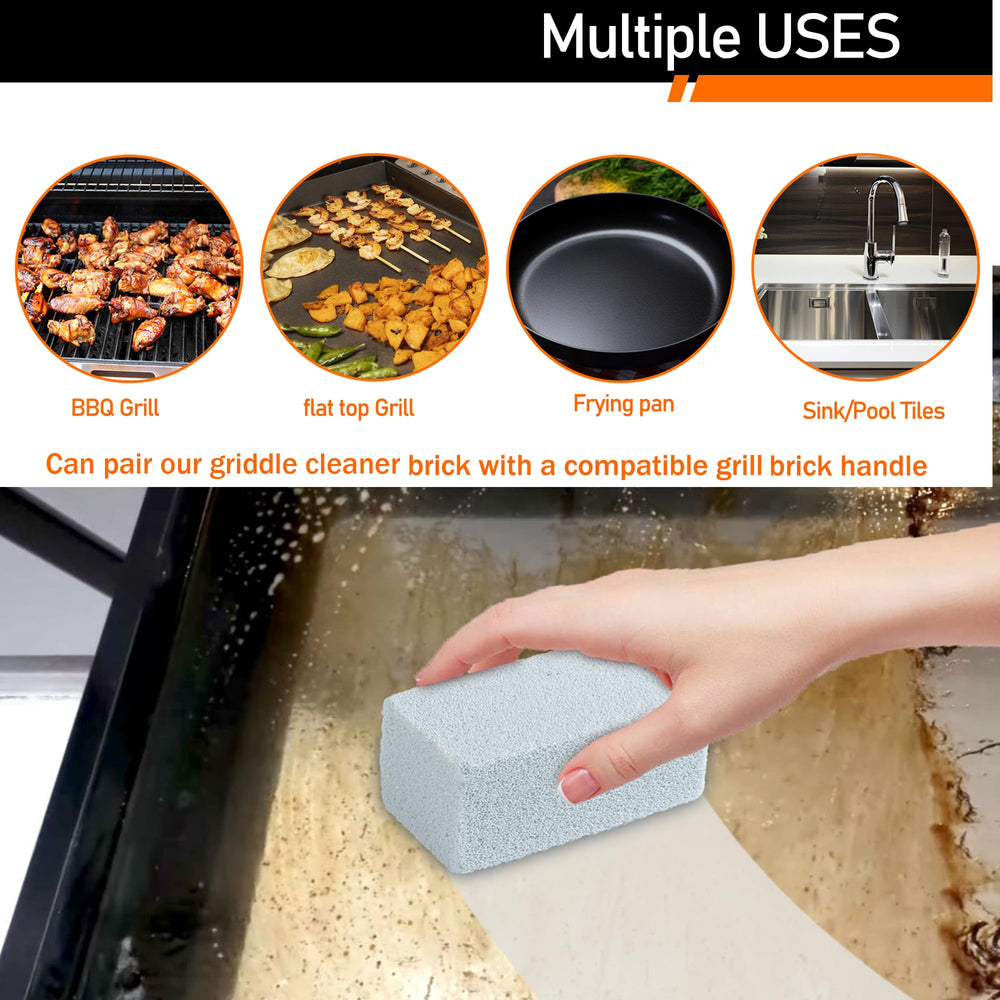 Close-up of CCTVRTV pumice stone block for grill cleaning