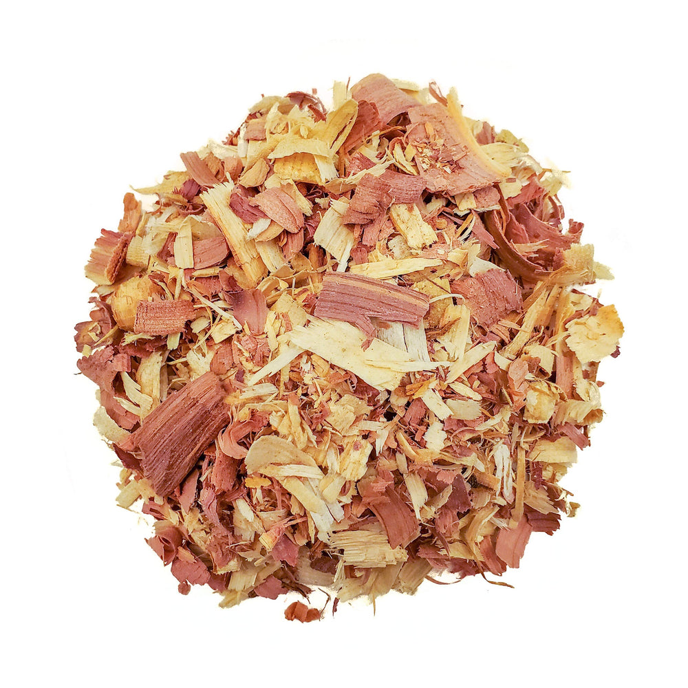 Close-up of cedar shavings texture and colour