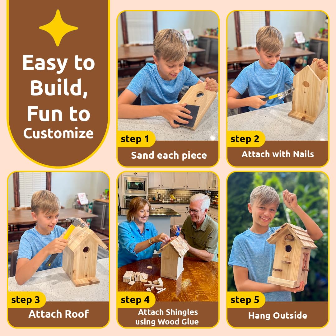 Close-up of cedar wood pieces in SparkJump Birdhouse Kit