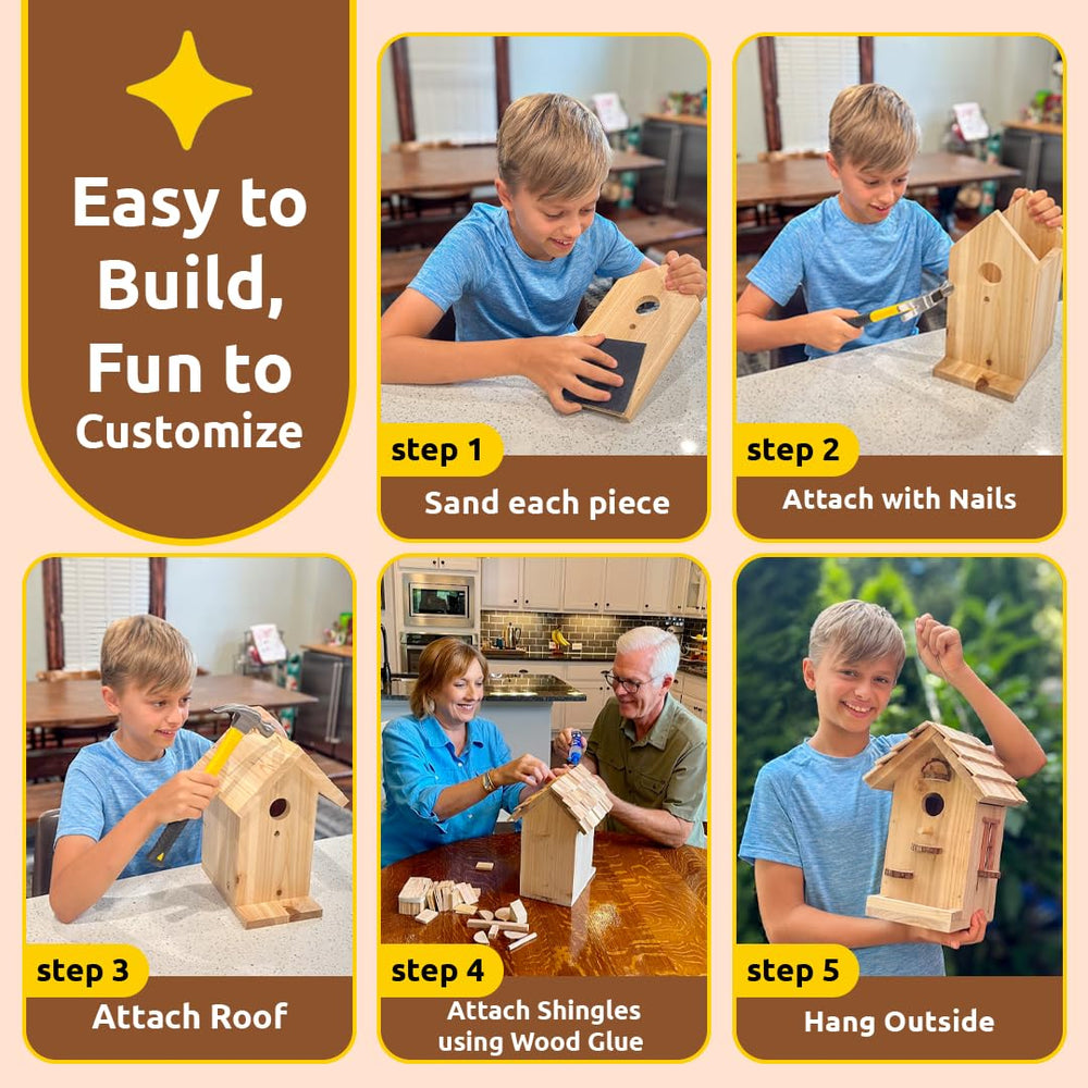 Close-up of cedar wood pieces in SparkJump Birdhouse Kit