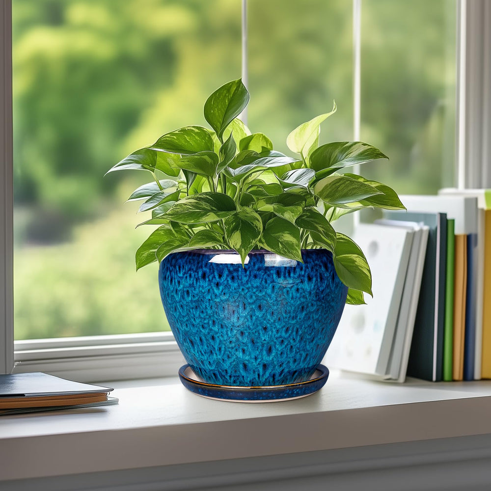 Close-up of Ceramicfor Blue Planter Pot texture