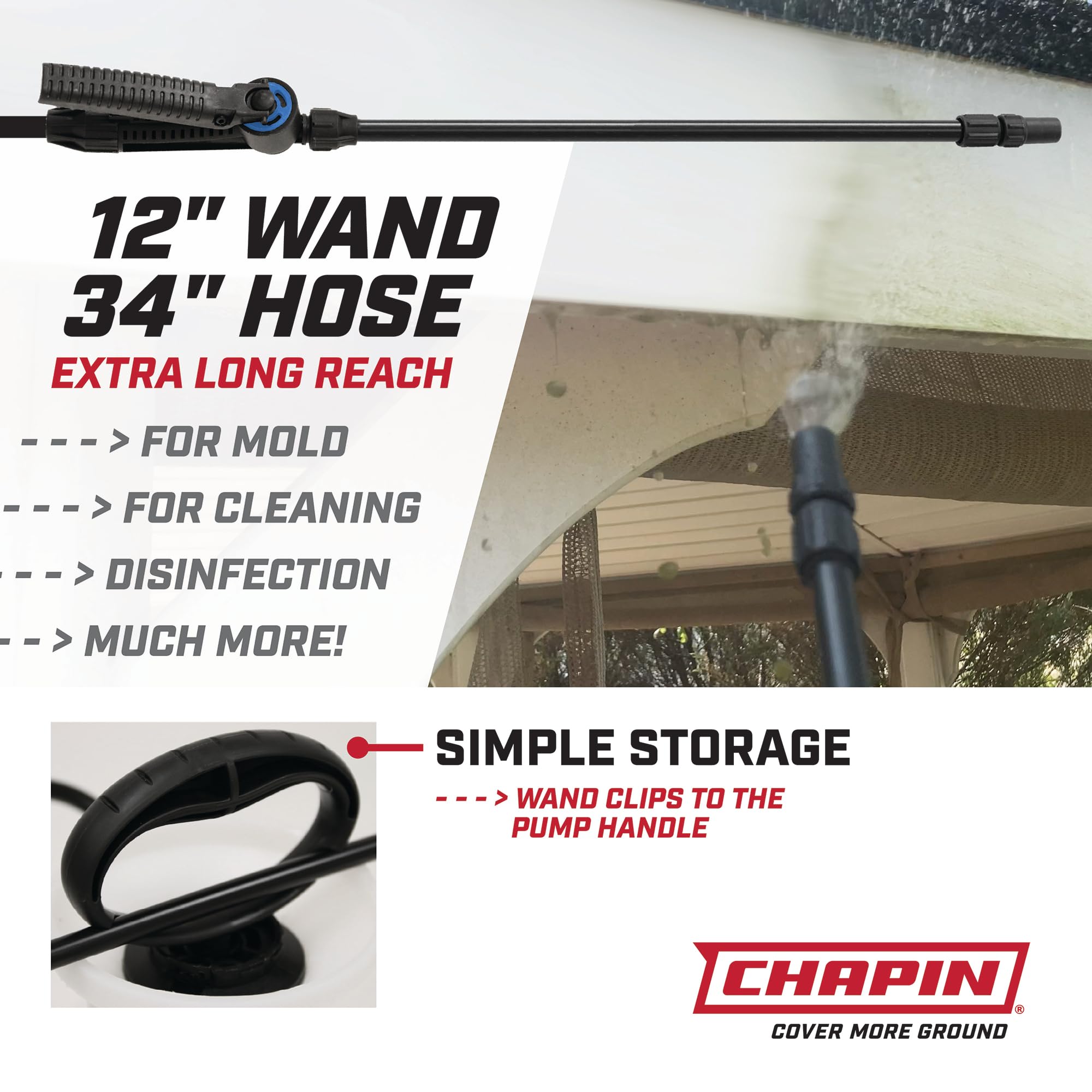 Close-up of CHAPIN 20074 nozzle with adjustable settings