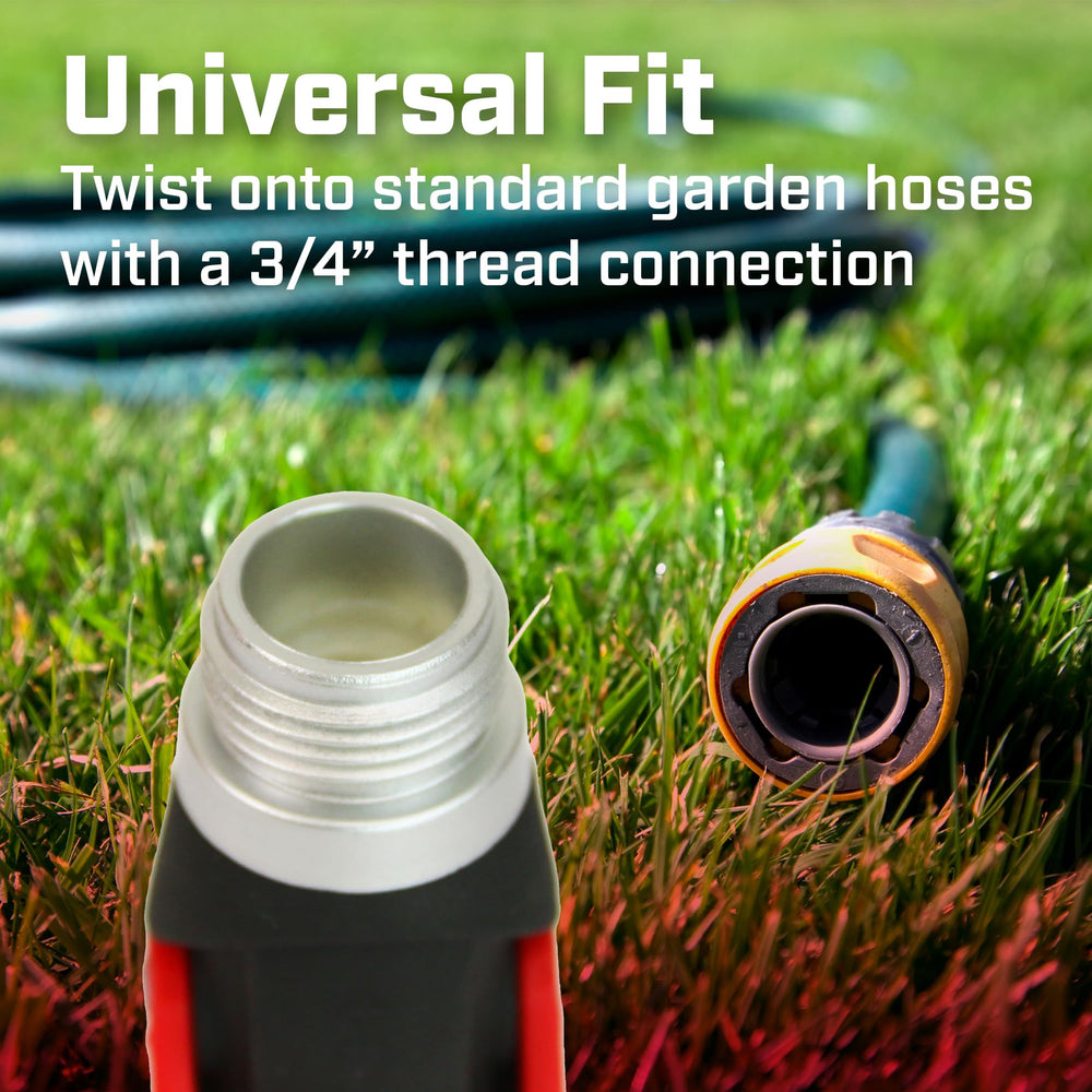 Close-up of CHAPIN metal hose threads