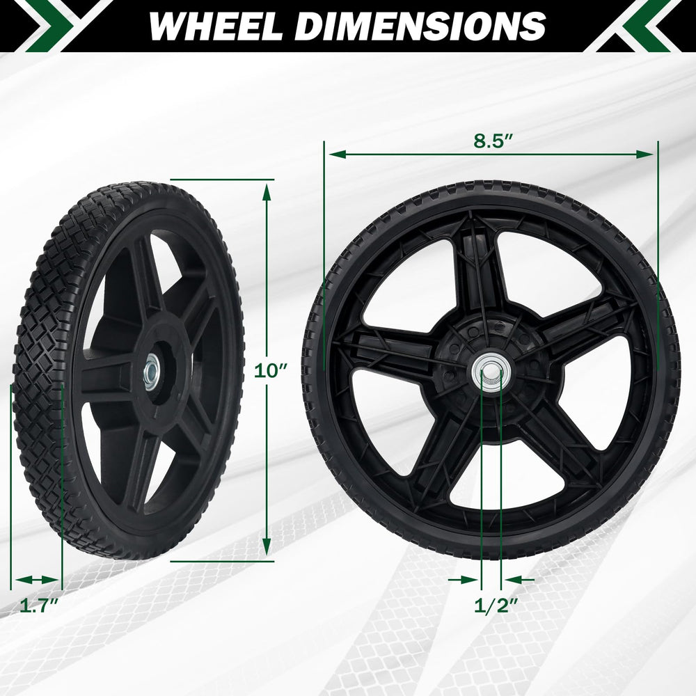 Close-up of CheeMuii lawn mower wheel tread