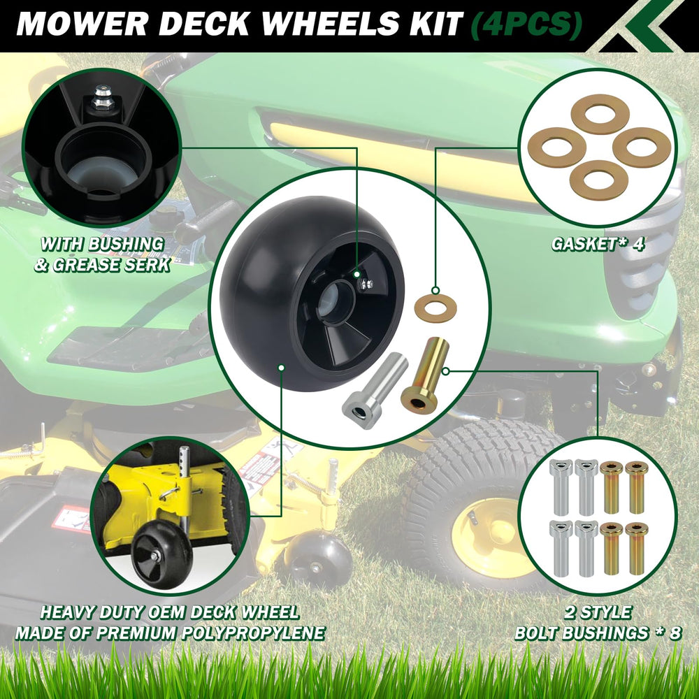 Close-up of CheeMuii lawn mower wheel with grease zerk