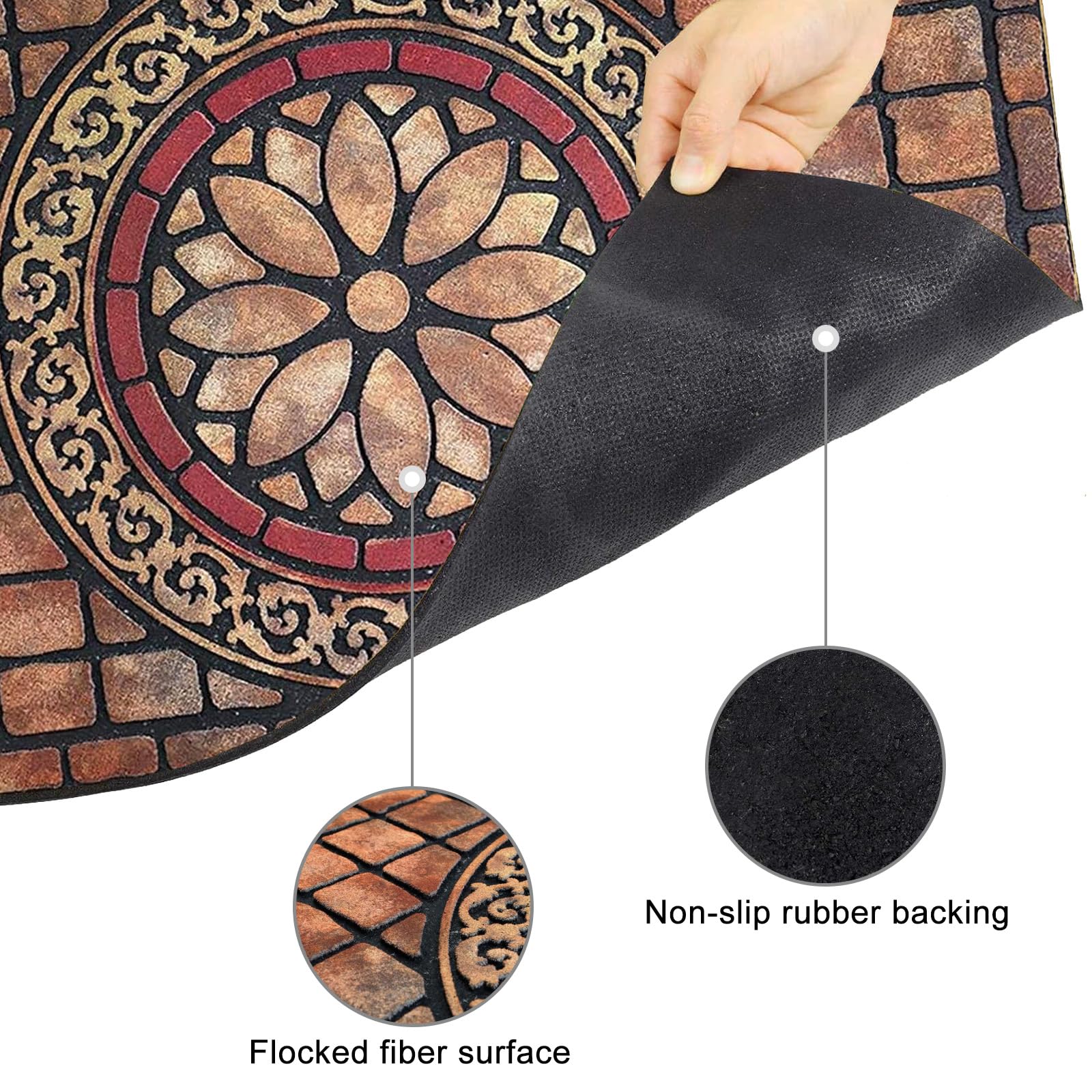 Close-up of CHICHIC door mat's flocked fiber surface