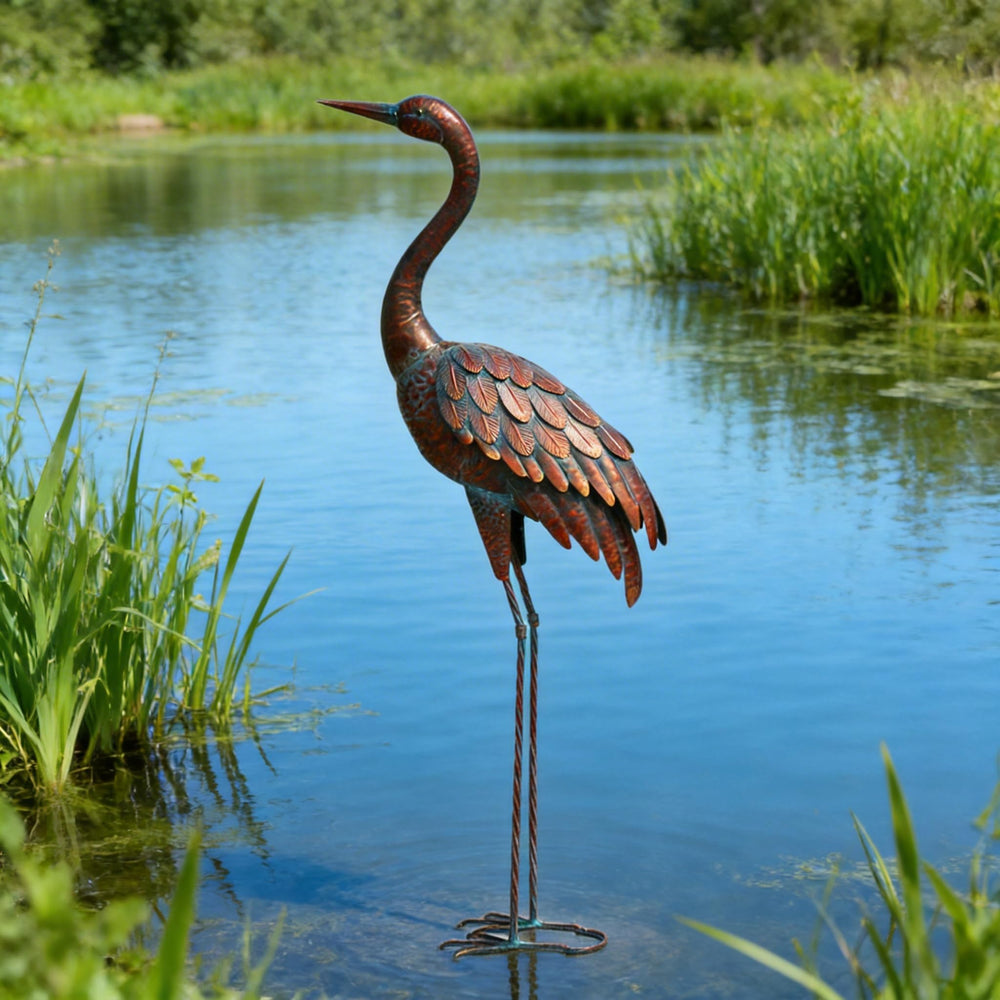 close-up of chisheen Outdoor Garden Crane Statue detailing