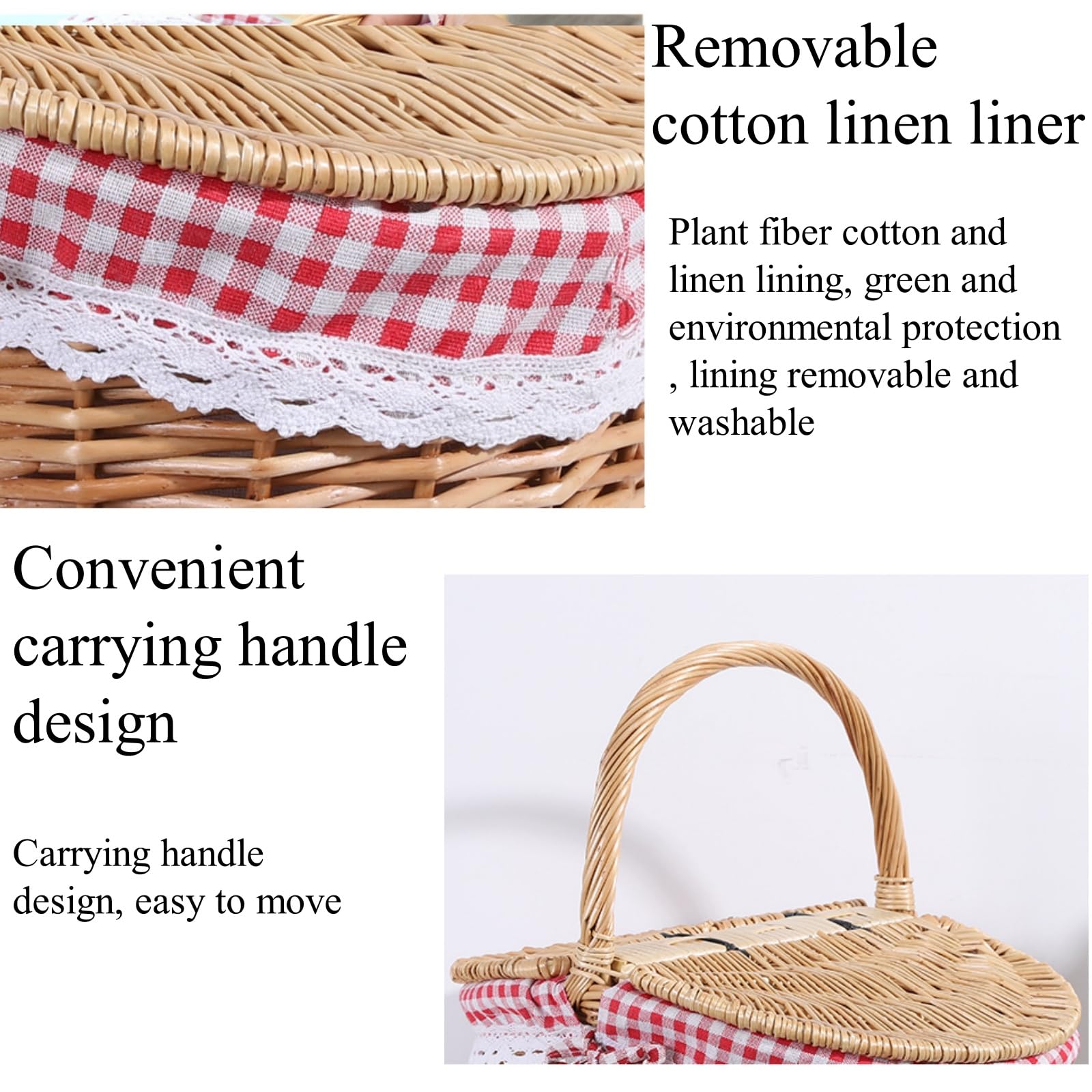 Close-up of CiCixixi wicker fabric liner inside the basket