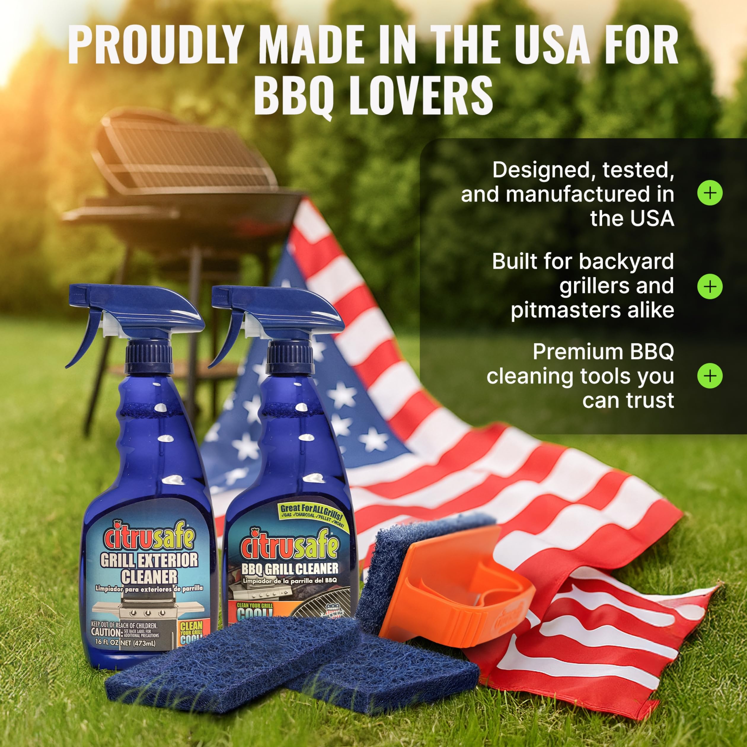 Close-up of Citrusafe BBQ Grill Cleaner bottle